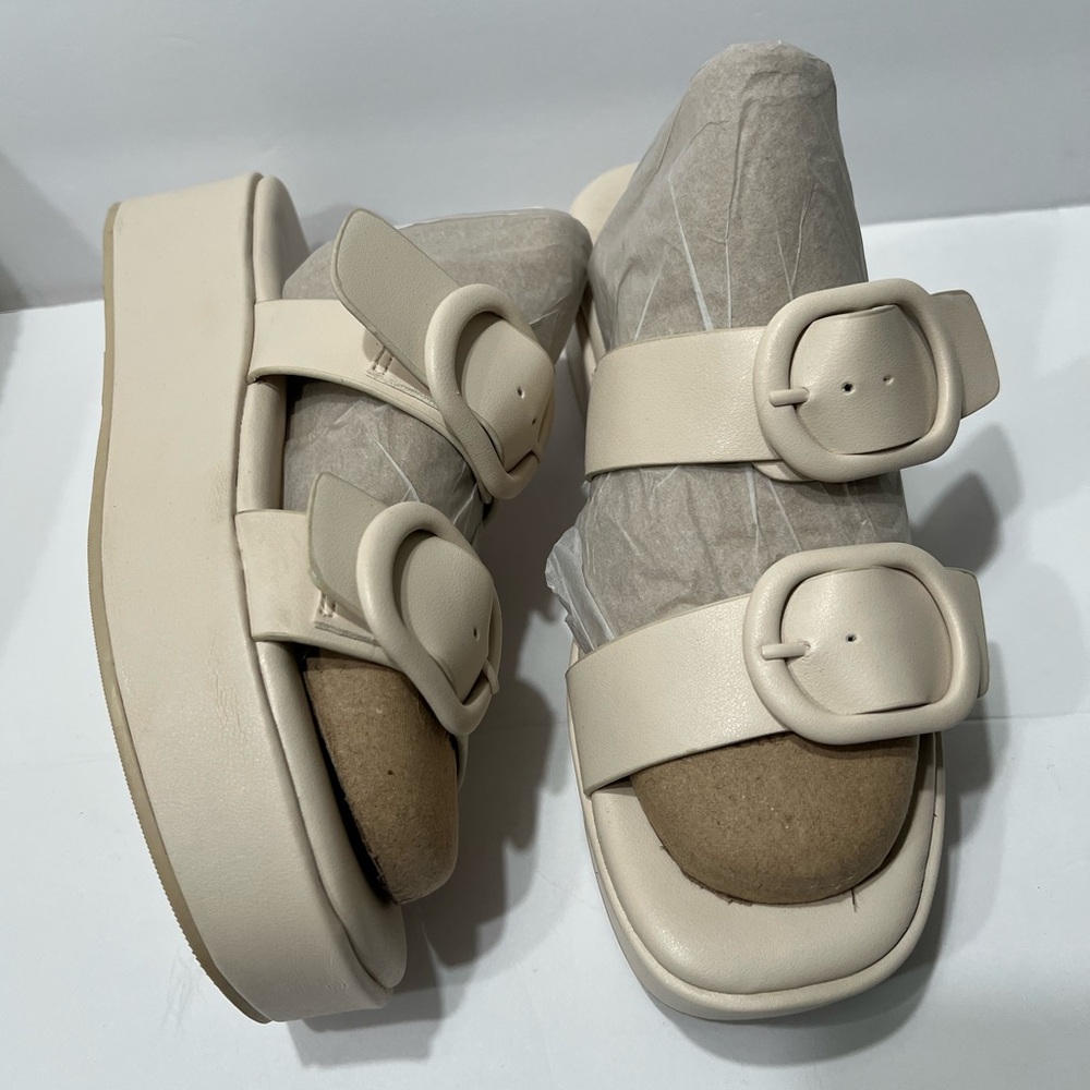 American Eagle Outfitters Cream Double Strap Sandals